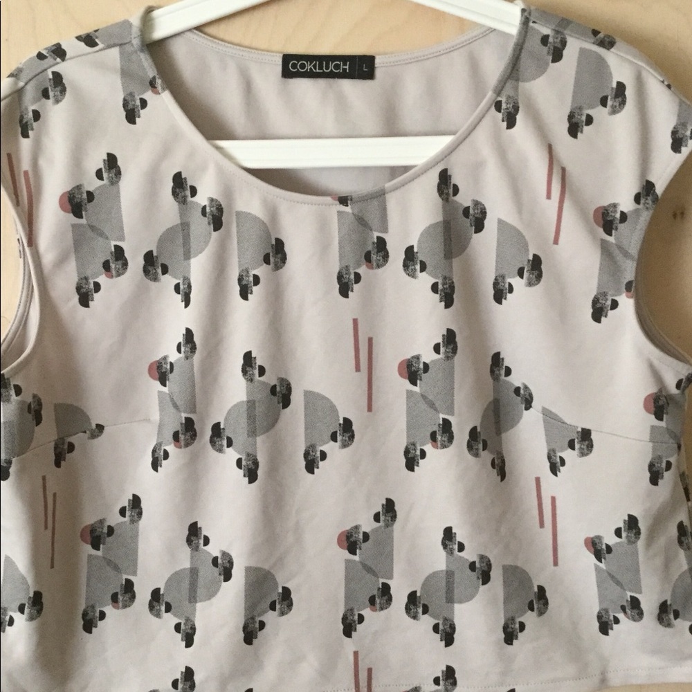 Cokluch Abstract Print Crop Top SZ L